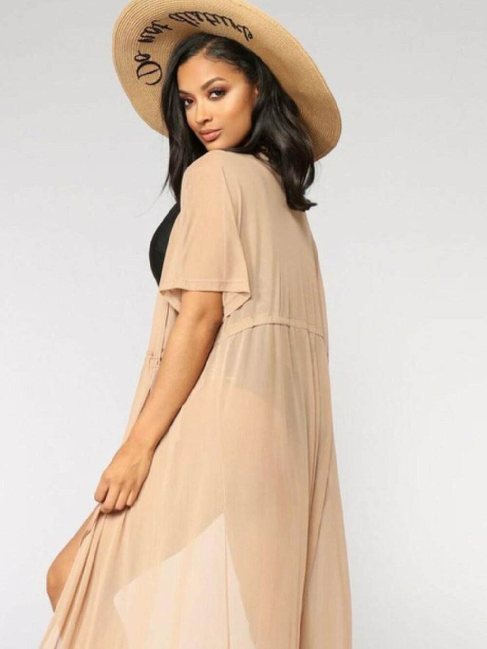 Fashion nova got it covered mesh cover up tan size large